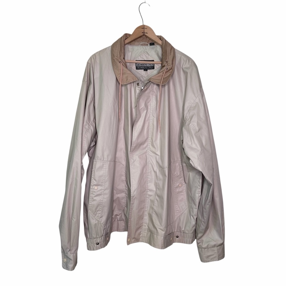 Members Only Mariner Jacket Mens XXT Beige Bomber Windbreaker Basic Zip Up Snap